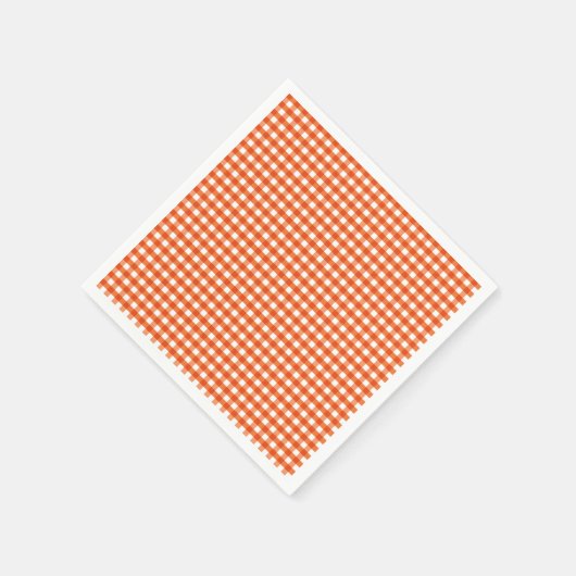 Serviette En Papier Motif En vichy orange et blanc (Coin)