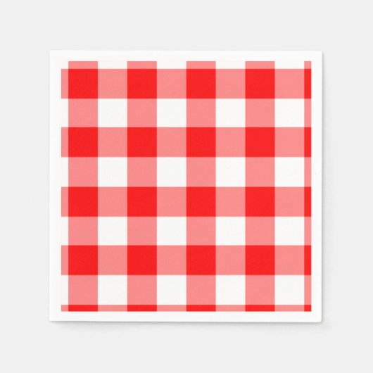 Serviette En Papier Motif En vichy rouge et blanc (Devant)
