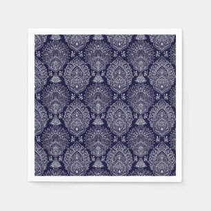 Serviette En Papier motif ethnique indien vintage bleu