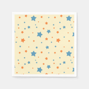 Serviette En Papier Motif étoilé bleu et orange Élégantes étoiles