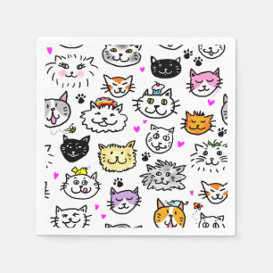 Serviette En Papier Motif face chats Whimsical