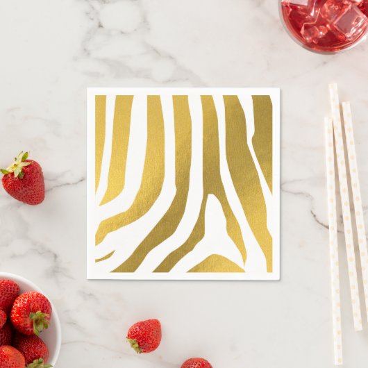 Serviette En Papier Motif Faux Gold Zebra Print Stripes (En situation)