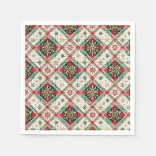 Serviette En Papier Motif festif à carreaux tartan écossais et flocons