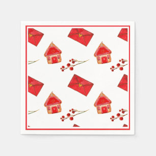 Serviette En Papier Motif Festive en pain d'épices et enveloppes