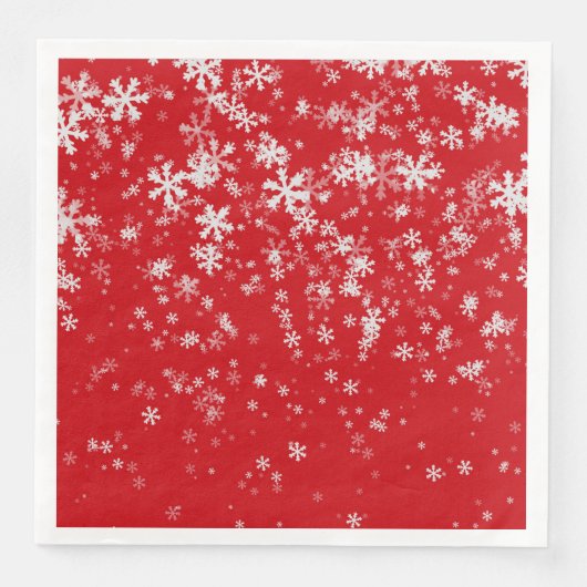 Serviette En Papier Motif Festive moderne Red Christmas Snowflakes (Devant)