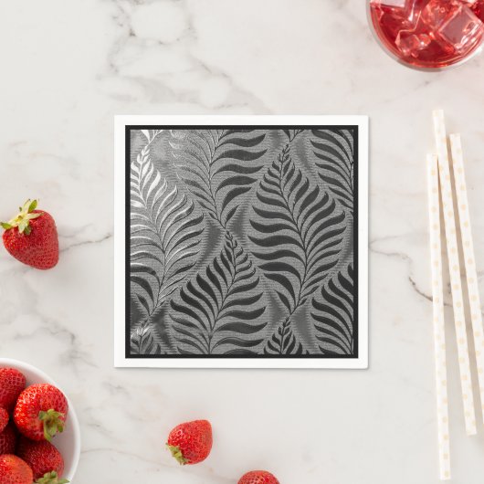 Serviette En Papier Motif Feuille argent (En situation)