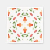 Serviette En Papier Motif feuille  aux fleurs orange (Devant)