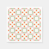 Serviette En Papier Motif feuille  aux fleurs orange (Devant)
