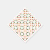 Serviette En Papier Motif feuille  aux fleurs orange (Coin)