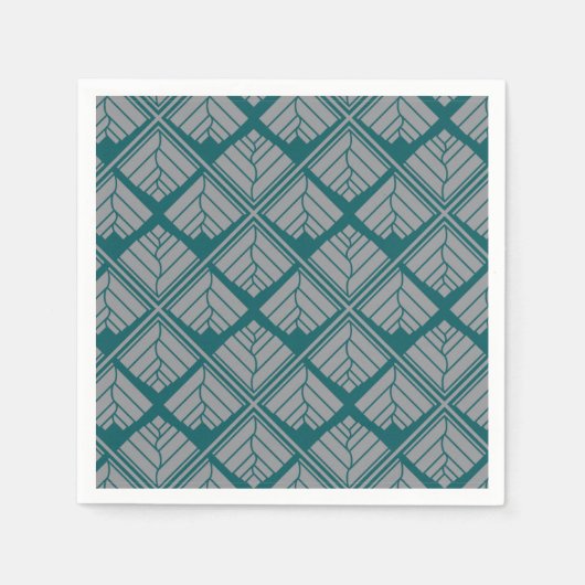 Serviette En Papier Motif feuille carré Turquoise neutre (Devant)