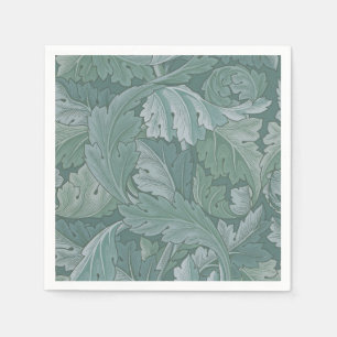 Serviette En Papier Motif feuille d'acanthe bleu sarcelle de William M