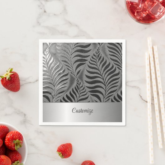 Serviette En Papier Motif Feuille d'argent personnalisé 2 (En situation)