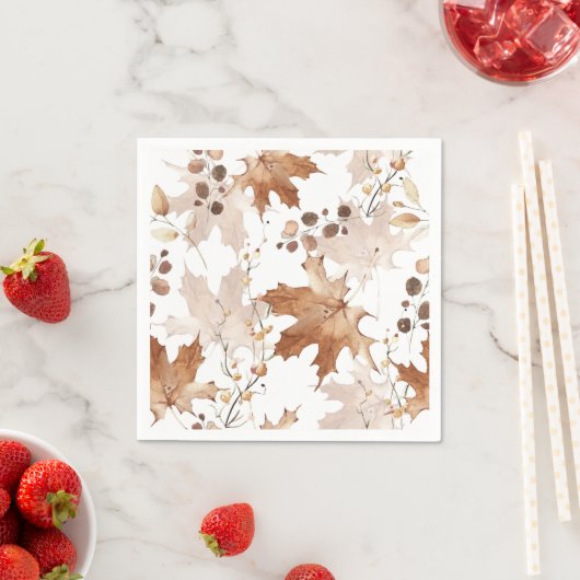 Serviette En Papier Motif Feuille de l'érable d'automne Thanksgiving (En situation)