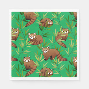 Serviette En Papier Motif Feuille de Red Panda et Bamboo