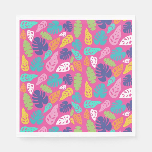 Serviette En Papier Motif Feuille d'été de couleur vive (Devant)