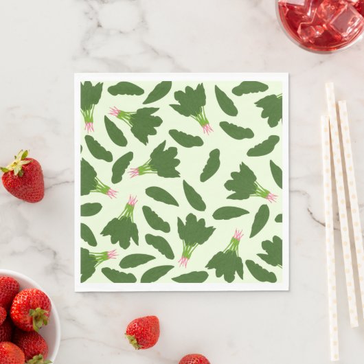 Serviette En Papier Motif Feuille Green Spinach (En situation)