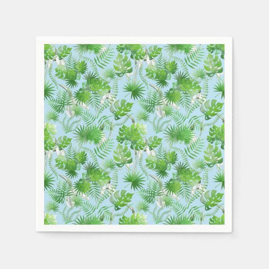 Serviette En Papier motif Feuille vert 3D 01x4 LBlue BG (Devant)