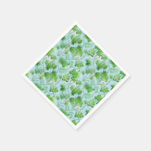 Serviette En Papier motif Feuille vert 3D 01x4 LBlue BG (Coin)