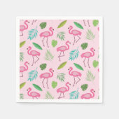 Serviette En Papier Motif Flamant Rose avec Feuilles Tropicales   (Devant)