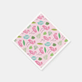 Serviette En Papier Motif Flamant Rose avec Feuilles Tropicales   (Coin)