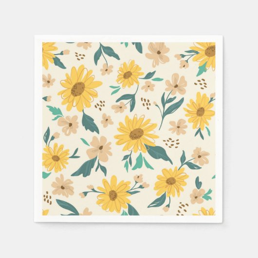 Serviette En Papier Motif Fleur de marguerite jaune (Devant)