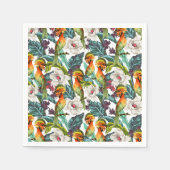 Serviette En Papier Motif Fleur Exotique Et Oiseau | Monogramme 2 (Devant)