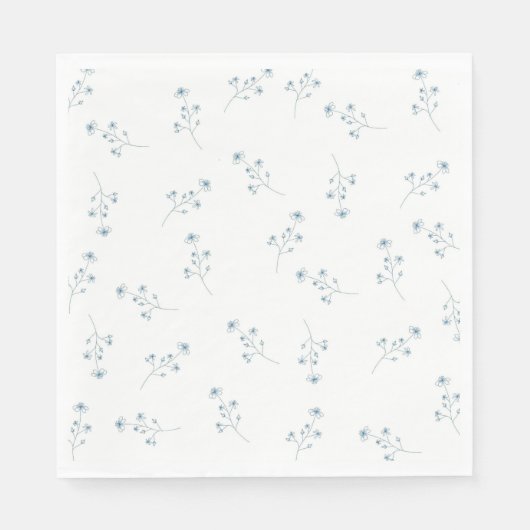 Serviette En Papier Motif Fleur sauvage bleu (Devant)