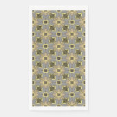Serviette En Papier Motif Fleurs Jaunes, Gris et Noires (Devant)