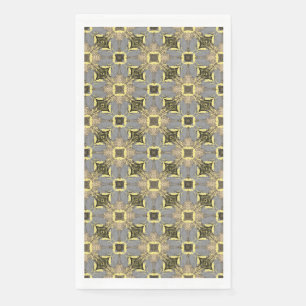 Serviette En Papier Motif Fleurs Jaunes, Gris et Noires