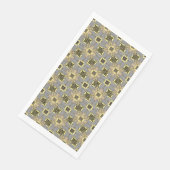 Serviette En Papier Motif Fleurs Jaunes, Gris et Noires (Coin)