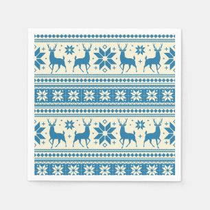 Serviette En Papier Motif flocon de neige bleu cerf Noël hivernal