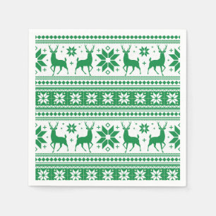 Serviette En Papier Motif flocon de neige vert cerf Noël hiver