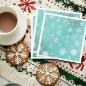 Serviette En Papier Motif Flocons de Neige Bleu Turquoise Doux Gel Hiv