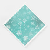 Serviette En Papier Motif Flocons de Neige Bleu Turquoise Doux Gel Hiv (Coin)