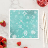 Serviette En Papier Motif Flocons de Neige Bleu Turquoise Doux Gel Hiv (En situation)