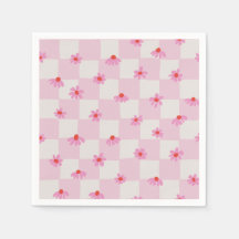 Motif floral à carreaux aux marguerites rose tendr