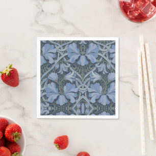 Serviette En Papier Motif floral à l'aquarelle bleu élégant