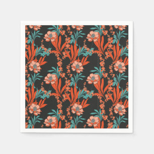 Serviette En Papier Motif floral abstrait d'orange