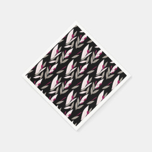 Serviette En Papier Motif floral abstrait rouge violet noir