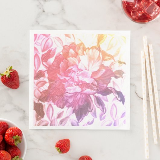 Serviette En Papier motif floral, amour nature, rose (En situation)