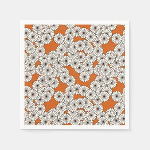 Serviette En Papier Motif floral Art Déco - crème sur rouille