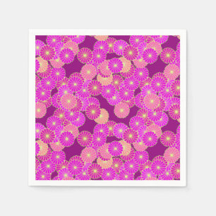 Serviette En Papier Motif floral Art Déco - nuances de violet, corail