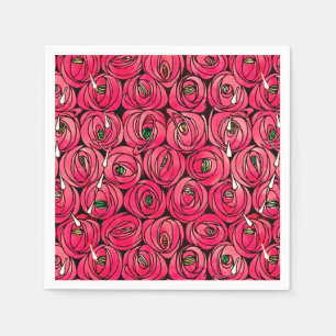 Serviette En Papier Motif floral Art Nouveau de rose de Rennie Mackint