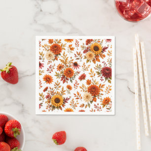 Serviette En Papier Motif floral automnal vintage avec tournesols