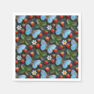 Serviette En Papier Motif floral avec papillons morpho bleus
