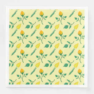 Serviette En Papier Motif floral avec rose jaune et fleurs de tulipe
