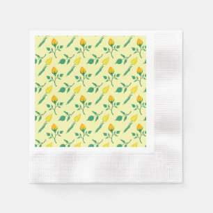 Serviette En Papier Motif floral avec rose jaune et fleurs de tulipe