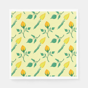 Serviette En Papier Motif floral avec rose jaune et fleurs de tulipe