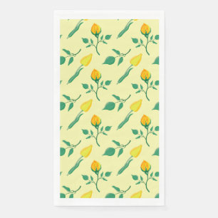 Serviette En Papier Motif floral avec rose jaune et fleurs de tulipe