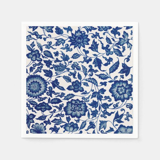 Serviette En Papier Motif floral bleu – Papier élégant pour cocktail d (Devant)